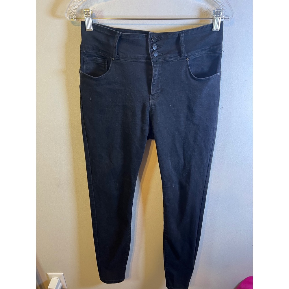 Wax Jean Womens Skinny Jeans High Rise Butt I Love You Black 9/29